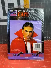 45" RED Cape w/Stand-Up Collar Halloween Costume New Dress Up Vampire NOS 90s
