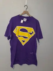 1990s Vintage DC Comics Superman Super Man Purple Yellow Signet Shirt VTG 90s L
