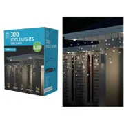 300 Cool White LED Icicle Lights 5.9m