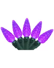 Northlight 70-Count Purple LED Faceted C6 Christmas Lights Set 23ft Green Wire
