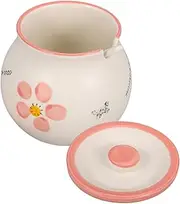 [KOCKSHION] 1 set Lard Storage Jar with Lid and Spoon Condiment Container for Sugar Salt Spices Kitchen Canister for Families Hotels Cafes and Parties