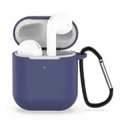 For AirPods 2nd Gen Case, Silicone Protective Cover, Snap Hook, Blue
