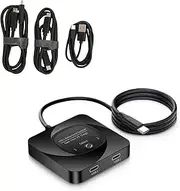 USB C Switch, 8K 60Hz 2 in 1 Output USB3.1 Type C Data Transfer Splitter, 10Gbps Data Transfer PD 100W Power Delivery Share Monitor Selector with Power Indicator for PCs