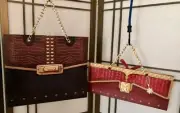 Handbag Look w/ Chain Handles Gift Bags Wrap 14x6x4 + 12x10x5 Lot Of 2