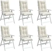 Decor Cushion Highback Chair Cushions 6 pcs Melange Cream 120x50x7 cm Fabric