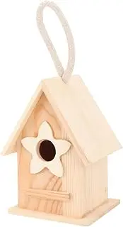 Toddmomy Outdoor Wooden Bird Nest Hanging Decoration DIY Creative Wooden Bird House for Garden Patio and Home Unique Design with Flower Accent Present Idea