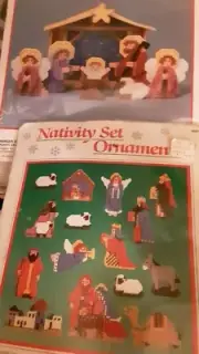 Dimensions Nativity Set Ornaments & Bucilla Manger Scene Plastic Canvas Kit