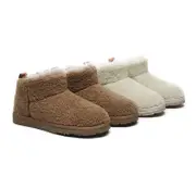 EVERAU® UGG Boots Sheepskin Wool Plush Ankle Ultra Teddycozy - Sand / AU Ladies 5 / AU Men 3 / EU 36
