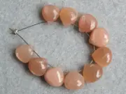 Natural Peach Moonstone Faceted Heart Briolette Gemstone Beads (24035)