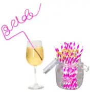 Premium Big Pink Bride Straw for Bachelorette Party - Compliments Decorations!