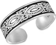 [AeraVida] Sleek Unisex Balinese Marquise Design Sterling Silver Long Toe or Pinky Ring, 0.20 inch, Sterling Silver