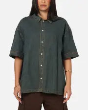 [SAINT MORTA] Saint Morta Gothic Noir Button Up Shirt Light Blue - Size S S Light Blue
