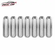 Front Center Chrome Cover Trim Mesh Grille Grill For Jeep Wrangler JK 2007-2015