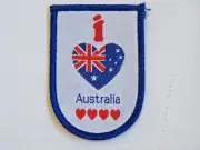 VINTAGE I LOVE AUSTRALIA EMBROIDERED SOUVENIR PATCH WOVEN CLOTH SEW BADGE LOVE