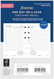 Filofax - Refill 2025 - Classic Day per Page with Appointments - Pocket