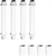 MY MIRONEY 4 Sets Straight Pipe Lamp Stem Kit with Connector M10 White Lamp Rod Hardware Light Fixture Parts Replacement, 3.15" Long