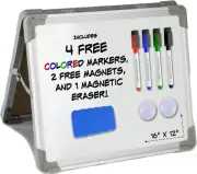 Small Dry Erase White Board,16x12” Foldable Double Sided Portable New(A20)