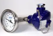 WIKA Twin-Temp Thermometer with T12.10.000 Transmitter, 0-250°F, 2-1/2" Dial