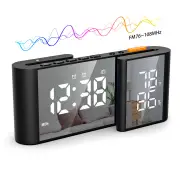 LCD Digital Desk Wall Alarm Clock with USB Charging Station Dual Screen LED Dimming Temperature And Humidity Electronic