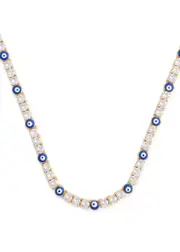 Crystal Haze Serena x Evil Eye Crystal-embellished 18kt Gold-plated Necklace - Blue ONE SIZE
