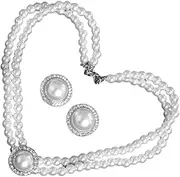 [TINEASUR] Elegant Lady's Pearl Necklace and Earring Set Vintage Pearl Neckwear for Women