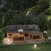 5 Piece Garden Lounge Set with Cushion Solid Acacia Wood Patio Bar Sets
