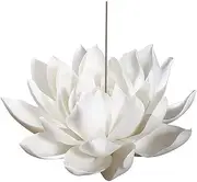 Sunormi 3.9 Inch Ceramic White Lotus Incense Burner Flower Incense Burner Stick Holder for Yoga Studio Living Room Home Decor