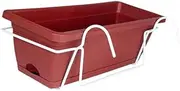 Ｂｅｓｇａ Balcony Hanging Railing Planter Railing Planter Rectangular Yard with Drainage Hole Easily Install Flower Pot with Bracket, Red