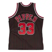 Scottie Pippen #33 Bulls Men's Black & Red Pinstripe On Court Replica Jersey