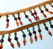 Tiny Green Hearts Beaded Trim ONE YARD Junk Journal Bookmarks Fabric Millinery