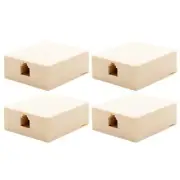 4 Pcs 1-Port RJ11 6P4C Jack Telephone Phone Line Wall Surface Mount Box Ivory
