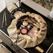 Drawstring Makeup Bag, Large Cosmetic Bag, Portable Waterproof Toiletry Organizer for Women, Travel Makeup Pouch, Female Cosmetic Bag, Make Up Bags for Toiletr