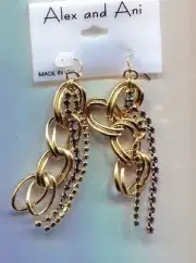 ALEX & ANI LONG GREEN LOOP CHAIN EARRINGS
