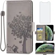 Compatible with iPhone Xs Max Wallet Case and Tempered Glass Screen Protector