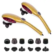 2X 6 Heads Portable Handheld Massager Soothing Stimulate Blood Flow Shoulder Yellow