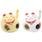 White & Gold Beckoning Fortune Cats Maneki Neko Toy Home Decor Business Gift