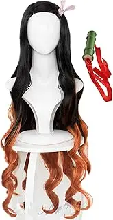 Topcosplay Long Black Orange Curly Wig for Halloween Costume Party