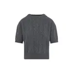 [Max Mara`S] Max Mara`S-Melange Grey Wool Dominus Cable Knit Sweater-Donna XS STAND