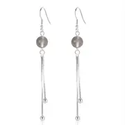 3PCS Silver plating Jewelry Woman Fashion Earrings Retro Long Tassel Hollow Round Pop Earrings