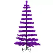 5FT Shiny Purple Tinsel Christmas Tree Metal Stand Included 60in Tall