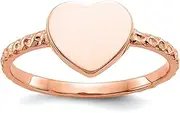 [JewelryWeb] 14k Rose Gold Solid Polished Textured Love Heart Ring Size 7.00 Statement-Ring for Women