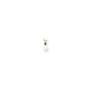 14k Yellow Gold Diamond 4mm White Cultured Pearl & Sapphire Pendant