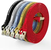 CableGeeker Cat 8 Ethernet Cable 7FT 5 Pack Multi Color, 40Gbps 2000Mhz High Speed LAN Network Cable Gigabit Cat8 Patch Cables, Professional RJ45 Flat Internet Cable for Modem/Router/PC/PS5/Xbox