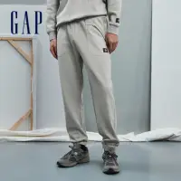 在飛比找momo購物網優惠-【GAP】男裝 Logo刷毛束口鬆緊棉褲-淺灰色(83747