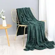 [BRMM MIA] Blanket Throw Blanket Bed Blanket Blanket for Couch, Bed, Sofa. Super Soft Lightweight Blanket with Strip,Cozy, Warm and Breathable (Dark Green, 60"x80")