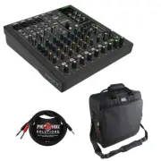 Mackie ProFX10 GO Battery-Powered 10-Channel Audio Mixer Bundle w/ Bag & Cable