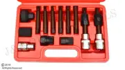 13Pc Alternator Freewheel Pulley Removal Socket Spline Torx Star Bit Tool Set