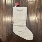 NWT Pottery Barn Simple Rustic Linen Christmas Beige Medium Stocking *Campbell