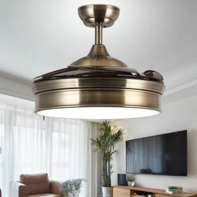 Reversible Retractable Ceiling Fans with LED Light and Remote Control, 42 Inch I
