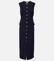 [Dries Van Noten] Dries Van Noten Gabardine midi dress AU 10 blue